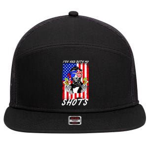 Abe Lincoln 4th of July I've Had Both My Shots Funny 7 Panel Mesh Trucker Snapback Hat