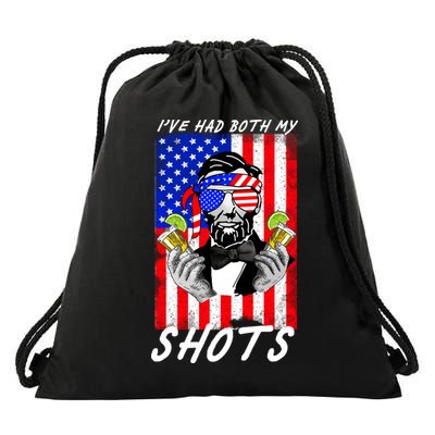 Abe Lincoln 4th of July I've Had Both My Shots Funny Drawstring Bag