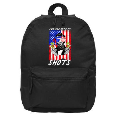 Abe Lincoln 4th of July I've Had Both My Shots Funny 16 in Basic Backpack