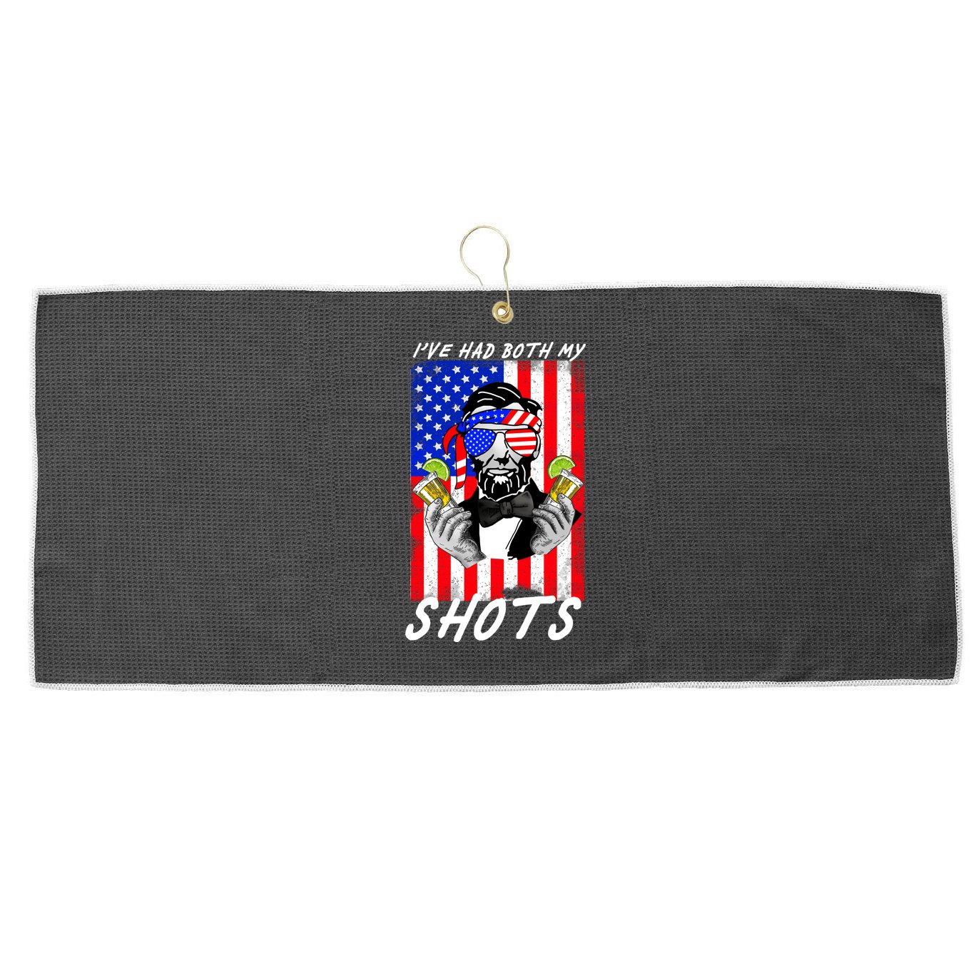 Abe Lincoln 4th of July I've Had Both My Shots Funny Large Microfiber Waffle Golf Towel
