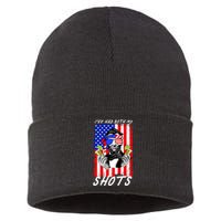 Abe Lincoln 4th of July I've Had Both My Shots Funny Sustainable Knit Beanie