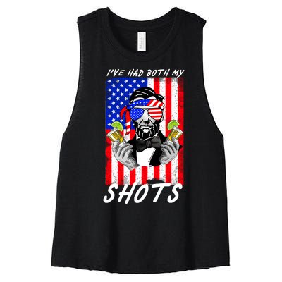 Abe Lincoln 4th of July I've Had Both My Shots Funny Women's Racerback Cropped Tank