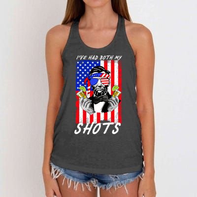 Abe Lincoln 4th of July I've Had Both My Shots Funny Women's Knotted Racerback Tank