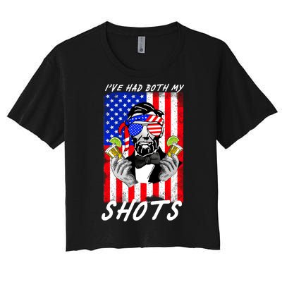 Abe Lincoln 4th of July I've Had Both My Shots Funny Women's Crop Top Tee