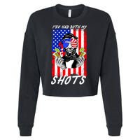 Abe Lincoln 4th of July I've Had Both My Shots Funny Cropped Pullover Crew