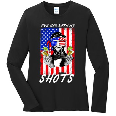 Abe Lincoln 4th of July I've Had Both My Shots Funny Ladies Long Sleeve Shirt