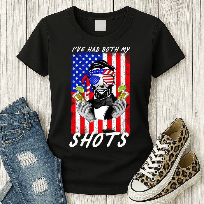 Abe Lincoln 4th of July I've Had Both My Shots Funny Womens T-Shirt