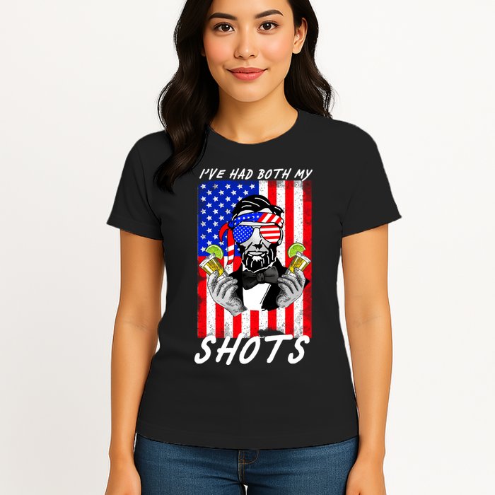 Abe Lincoln 4th of July I've Had Both My Shots Funny Womens T-Shirt