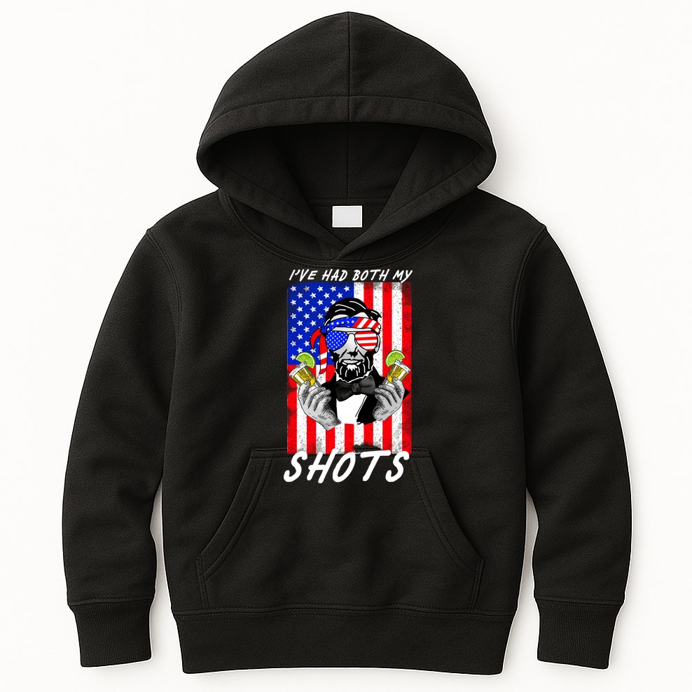 Abe Lincoln 4th of July I've Had Both My Shots Funny Kids Hoodie