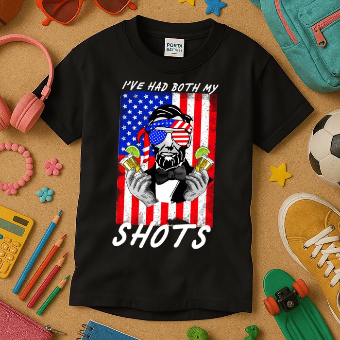 Abe Lincoln 4th of July I've Had Both My Shots Funny Kids T-Shirt