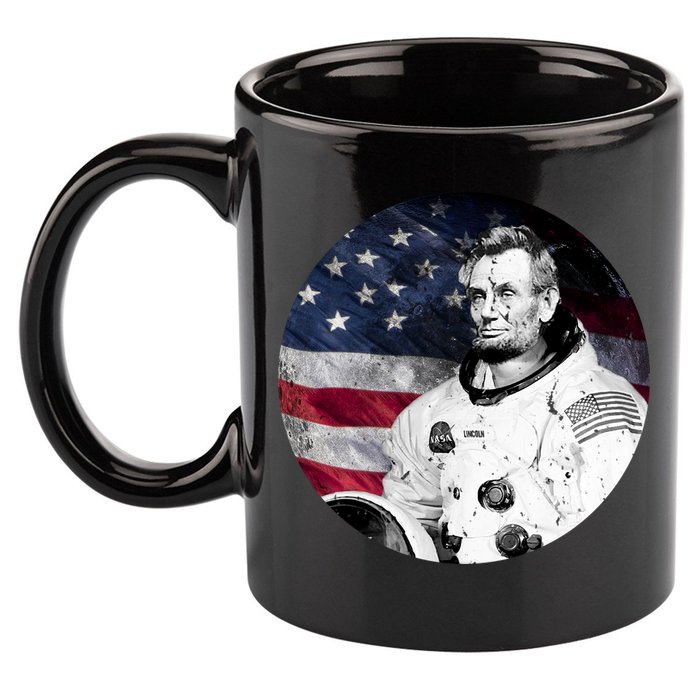 Abe Lincoln Astronaut 11oz C Handle Ceramic Mug