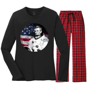 Abe Lincoln Astronaut Women's Long Sleeve Flannel Pajama Set 