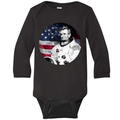 Abe Lincoln Astronaut Baby Long Sleeve Bodysuit