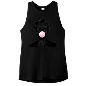 Abe Lincoln Blowing Bubble Gum Ladies PosiCharge Tri-Blend Wicking Tank