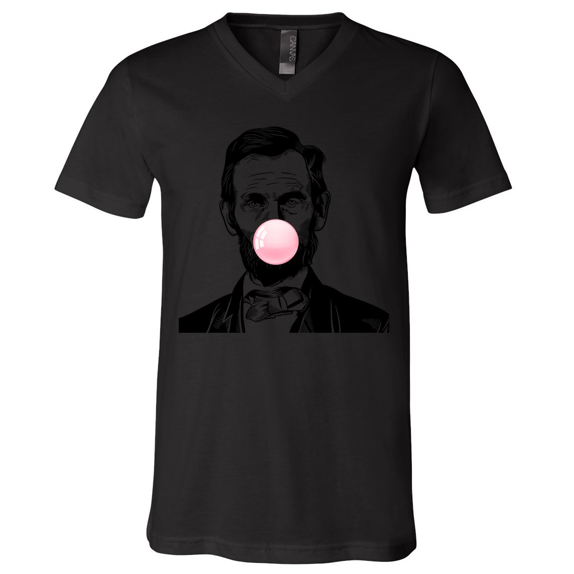 Abe Lincoln Blowing Bubble Gum V-Neck T-Shirt