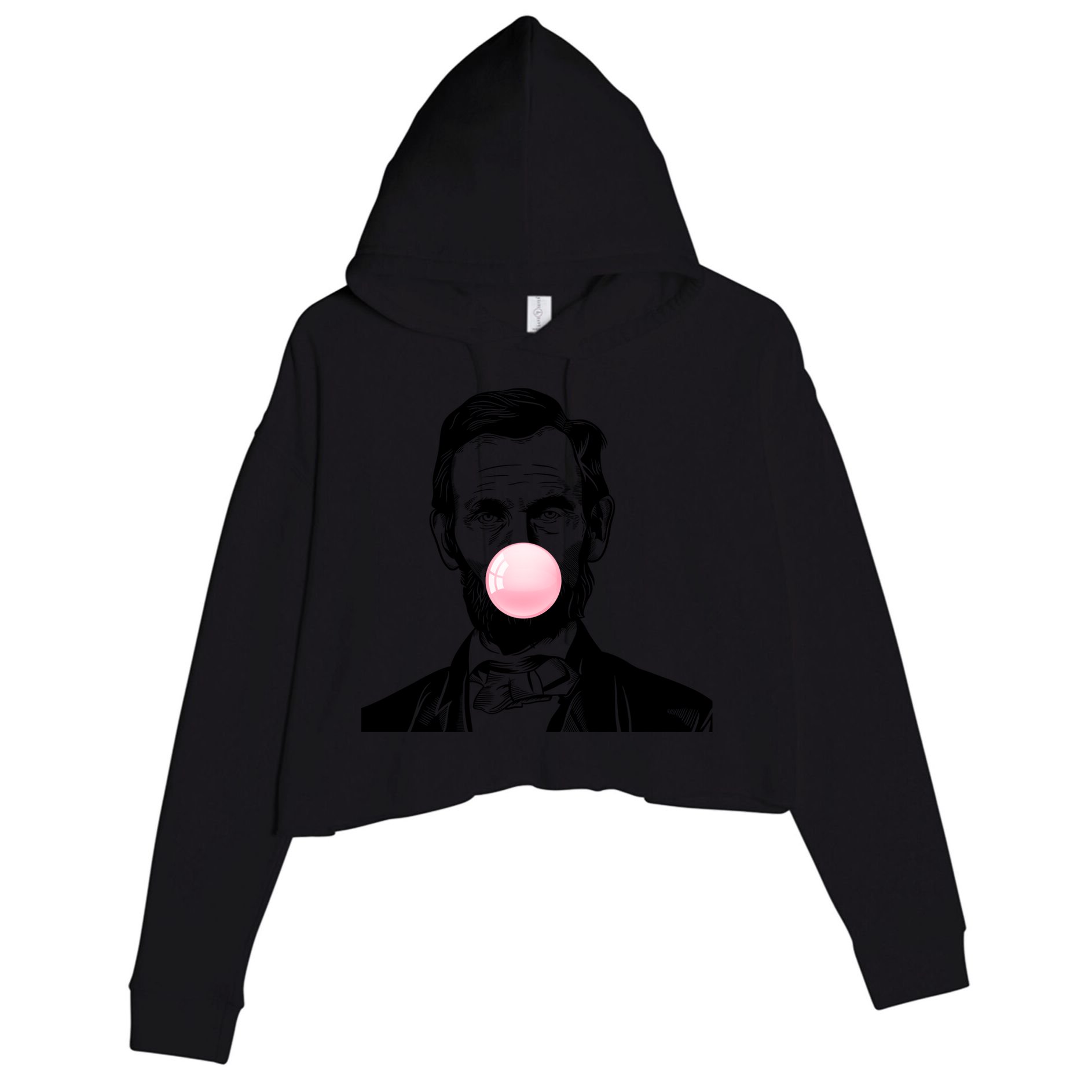 Abe Lincoln Blowing Bubble Gum Crop Fleece Hoodie