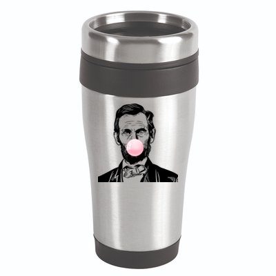 Abe Lincoln Blowing Bubble Gum 16oz Travel Tumbler