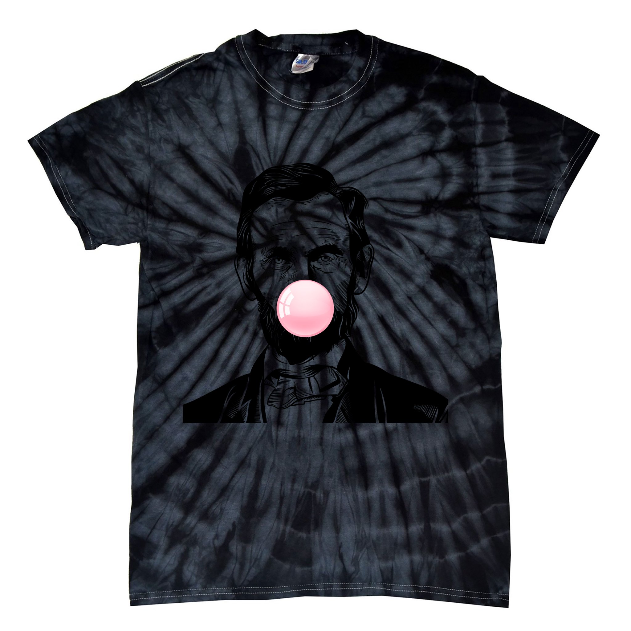 Abe Lincoln Blowing Bubble Gum Tie-Dye T-Shirt