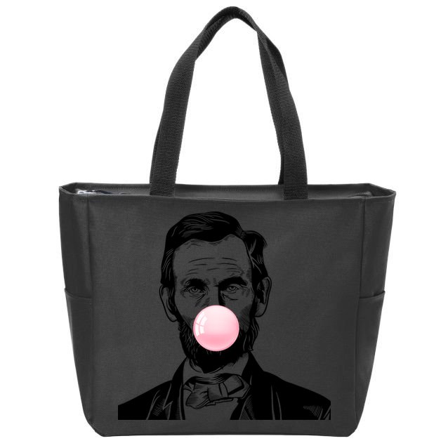 Abe Lincoln Blowing Bubble Gum Zip Tote Bag