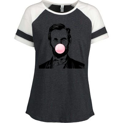 Abe Lincoln Blowing Bubble Gum Enza Ladies Jersey Colorblock Tee