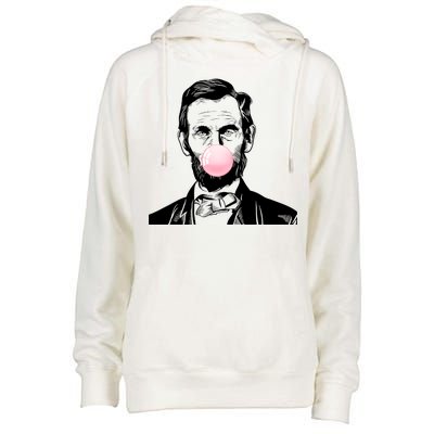 Abe Lincoln Blowing Bubble Gum Womens Funnel Neck Pullover Hood