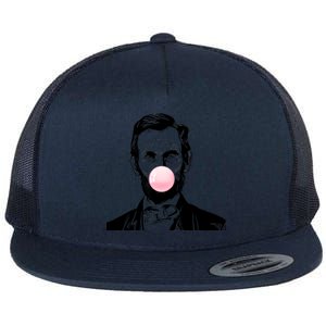 Abe Lincoln Blowing Bubble Gum Flat Bill Trucker Hat