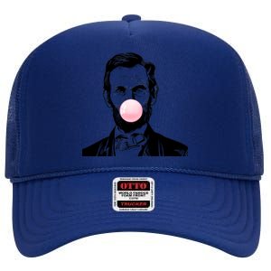 Abe Lincoln Blowing Bubble Gum High Crown Mesh Back Trucker Hat