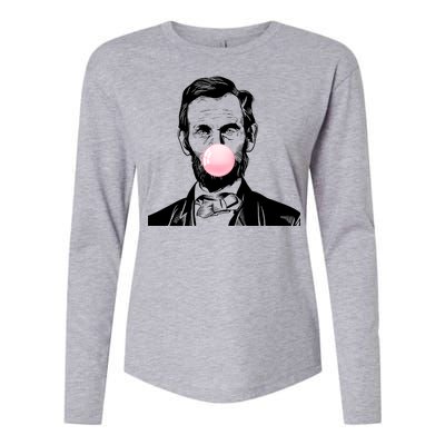 Abe Lincoln Blowing Bubble Gum Womens Cotton Relaxed Long Sleeve T-Shirt