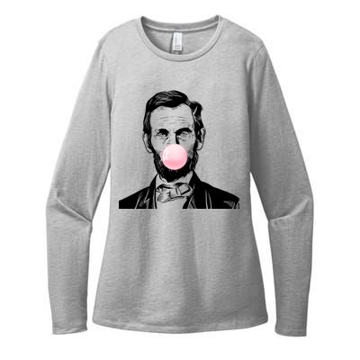 Abe Lincoln Blowing Bubble Gum Womens CVC Long Sleeve Shirt