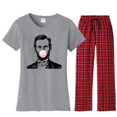 Abe Lincoln Blowing Bubble Gum Women's Flannel Pajama Set