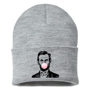 Abe Lincoln Blowing Bubble Gum Sustainable Knit Beanie