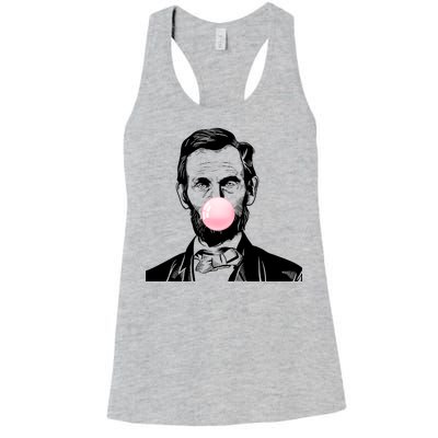 Abe Lincoln Blowing Bubble Gum Women's Racerback Tank