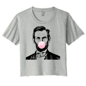 Abe Lincoln Blowing Bubble Gum Women's Crop Top Tee