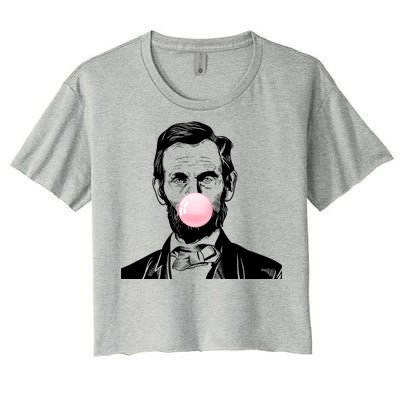 Abe Lincoln Blowing Bubble Gum Women's Crop Top Tee