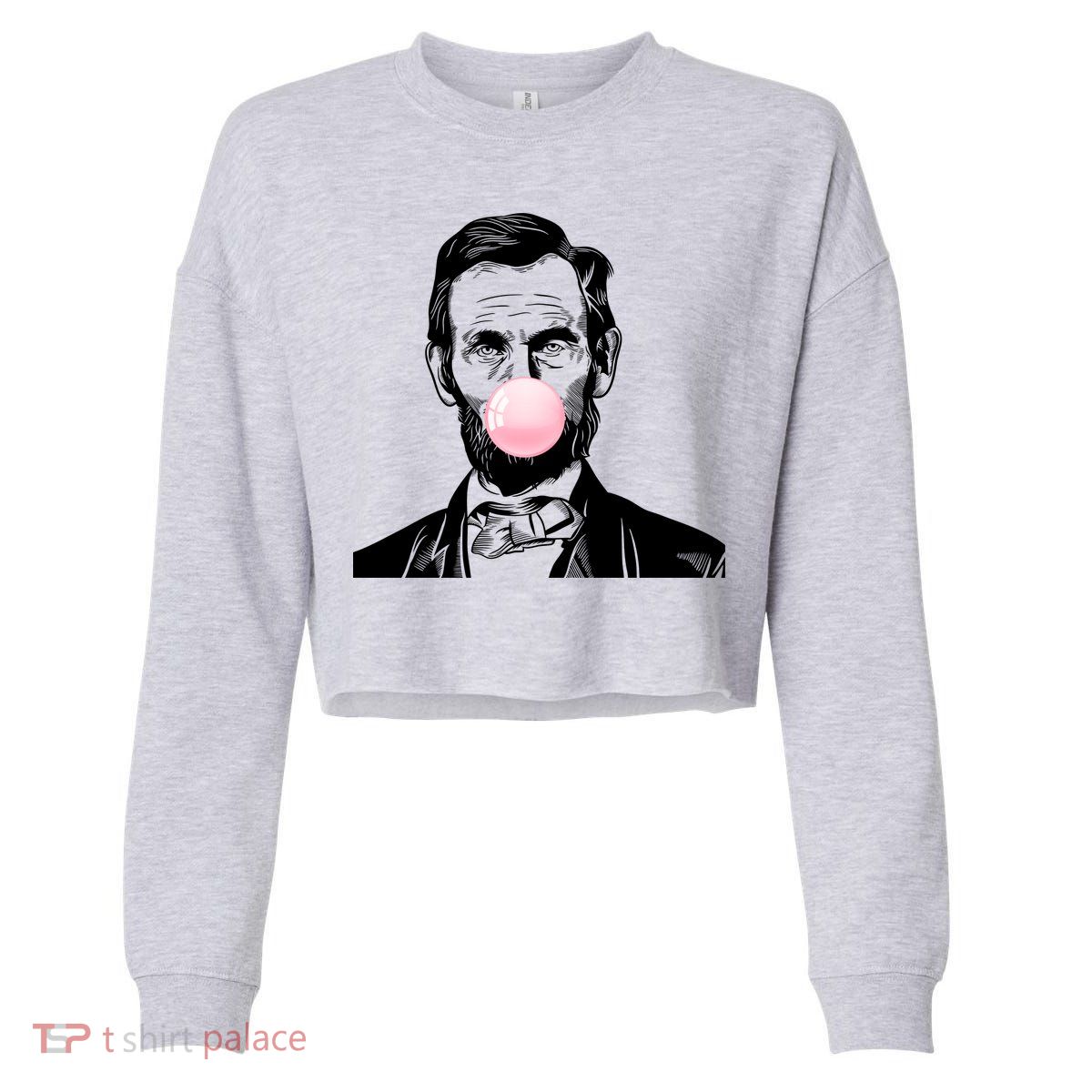 Abe Lincoln Blowing Bubble Gum Cropped Pullover Crew