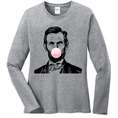 Abe Lincoln Blowing Bubble Gum Ladies Long Sleeve Shirt