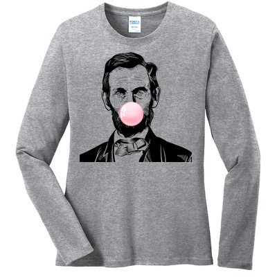 Abe Lincoln Blowing Bubble Gum Ladies Long Sleeve Shirt