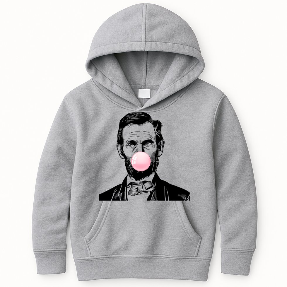 Abe Lincoln Blowing Bubble Gum Kids Hoodie