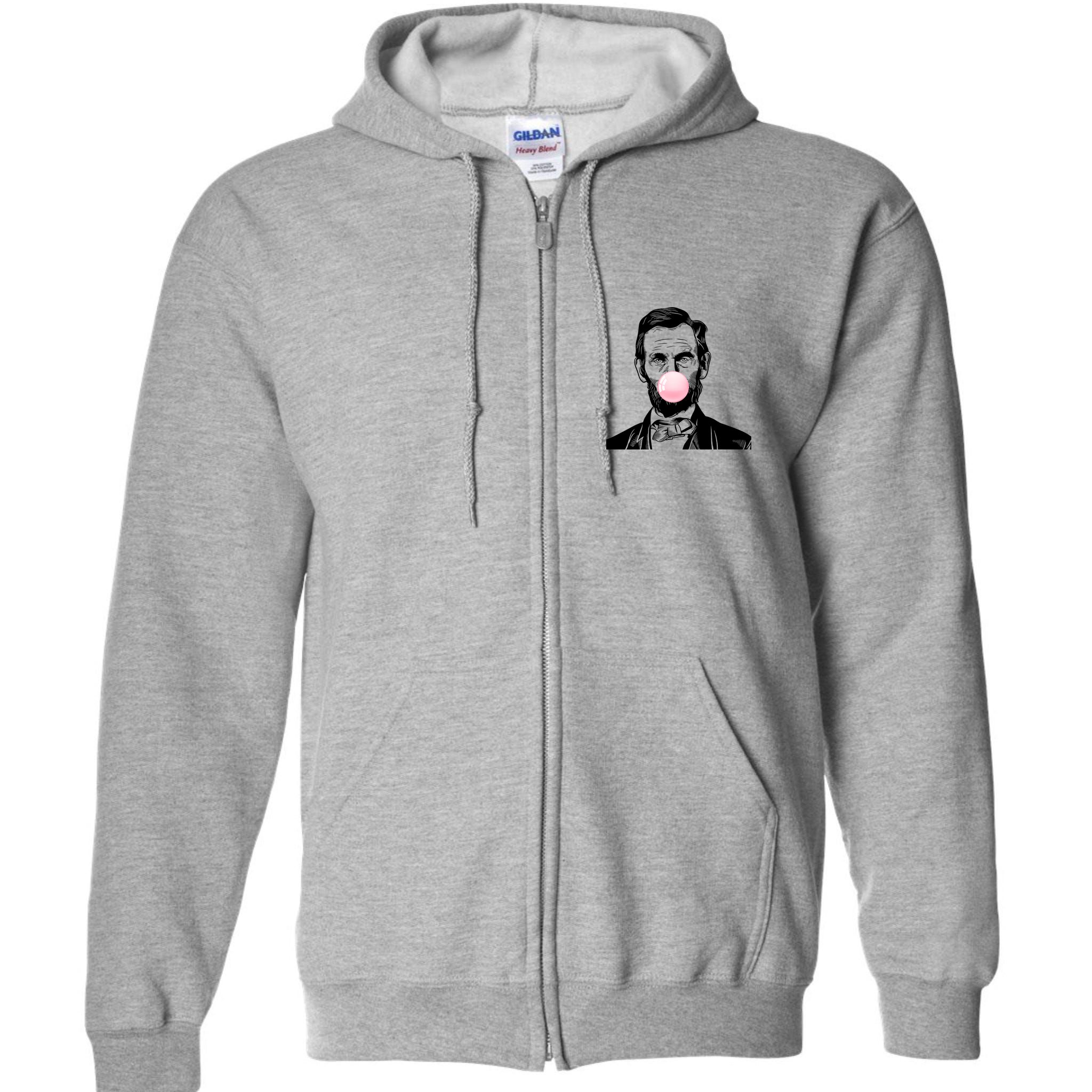 Abe Lincoln Blowing Bubble Gum Full Zip Hoodie