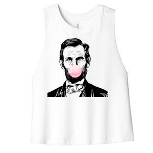 Abe Lincoln Blowing Bubble Gum Women's Racerback Cropped Tank