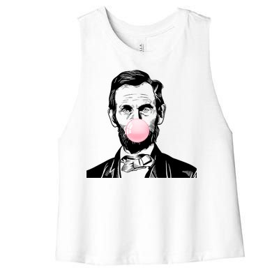 Abe Lincoln Blowing Bubble Gum Women's Racerback Cropped Tank