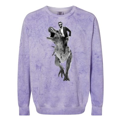 Abe Lincoln Riding A Dinosaur Colorblast Crewneck Sweatshirt