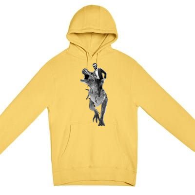 Abe Lincoln Riding A Dinosaur Premium Pullover Hoodie