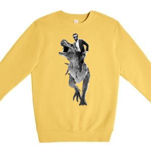 Abe Lincoln Riding A Dinosaur Premium Crewneck Sweatshirt