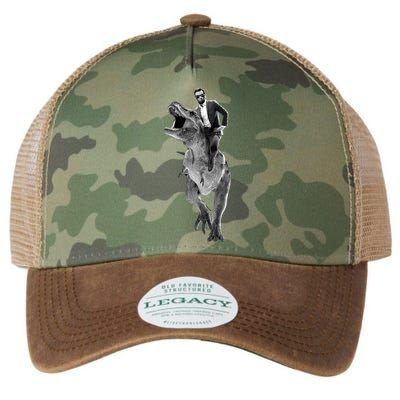 Abe Lincoln Riding A Dinosaur Legacy Tie Dye Trucker Hat