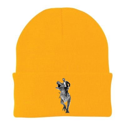 Abe Lincoln Riding A Dinosaur Knit Cap Winter Beanie