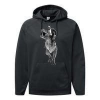 Abe Lincoln Riding A Dinosaur Performance Fleece Hoodie