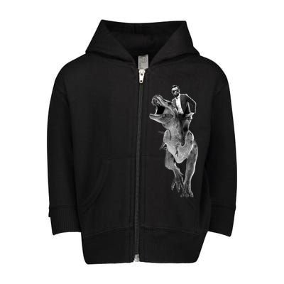 Abe Lincoln Riding A Dinosaur Toddler Zip Fleece Hoodie