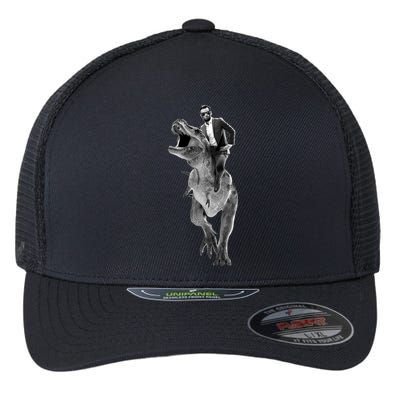 Abe Lincoln Riding A Dinosaur Flexfit Unipanel Trucker Cap