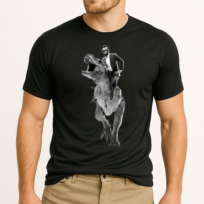 Abe Lincoln Riding A Dinosaur Cooling Performance Crew T-Shirt
